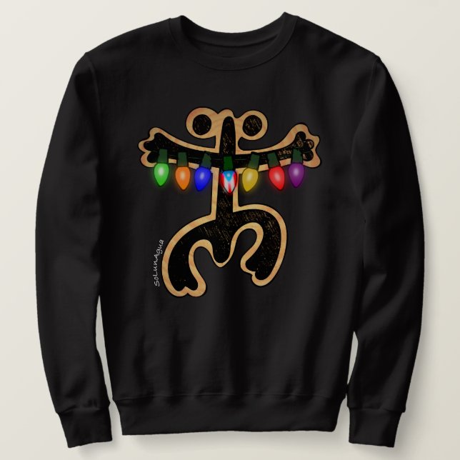 Puerto Rico Xmas Coqui Taino Symbol Boricua Flag Sweatshirt (Design Front)