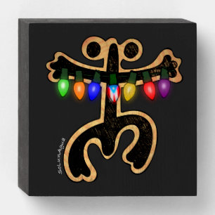 Puerto Rico Xmas Coqui Taino Symbol Boricua Flag Wooden Box Sign