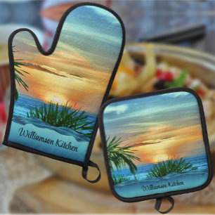 Puerto Sunset 1557 Oven Mitt & Pot Holder Set