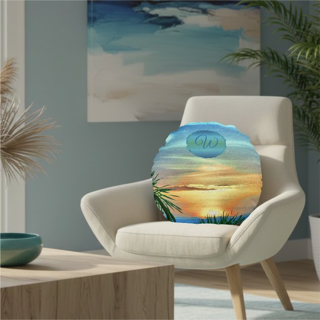 Puerto Sunset 1557 Round Pillow (Creator Uploaded)