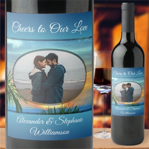 Puerto Sunset Cheers to Love 1557 Wine Label