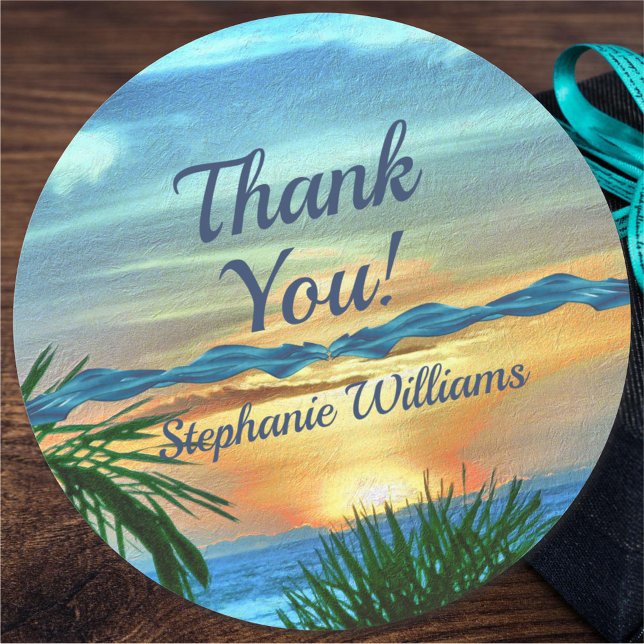 Puerto Sunset Thank You 1557 Classic Round Sticker (Creator Uploaded)