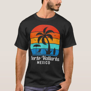 Puerto Vallarta Beach Mexico Palm Tree Vintage Sun T-Shirt