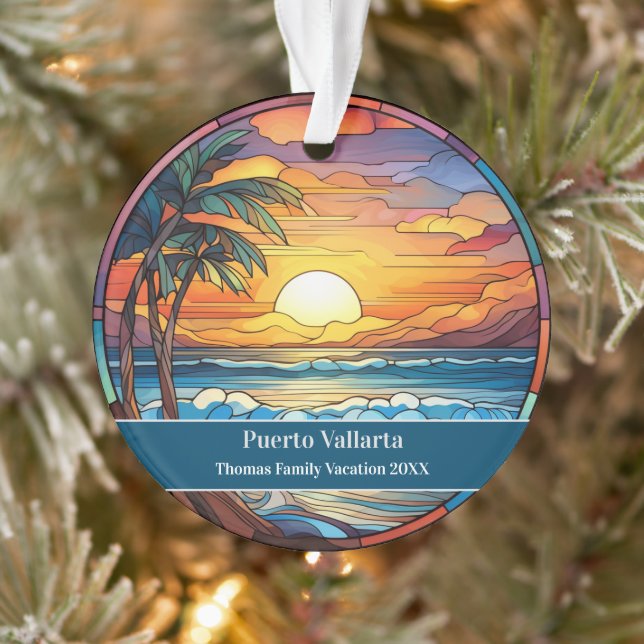 Puerto Vallarta Beach Vacation Acrylic Ornament (Tree)