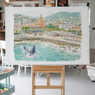 Puerto Vallarta Illustrated Malecón Postcard