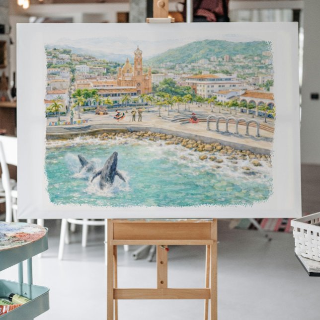 Puerto Vallarta Illustrated Malecón Postcard (Creator Uploaded)