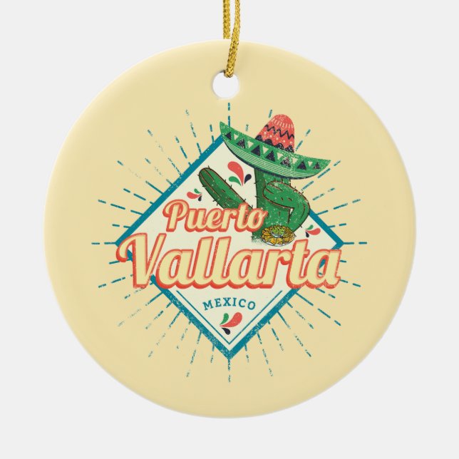 Puerto Vallarta Jalisco Mexico dancing cactus Ceramic Ornament (Front)