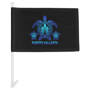 Puerto Vallarta Meco Ocean Blue Sea Turtle Car Flag