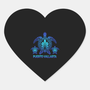 Puerto Vallarta Meco Ocean Blue Sea Turtle Heart Sticker