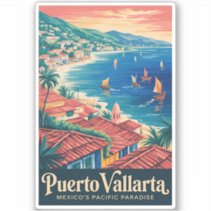 Puerto Vallarta Mexico Beach Illustration Travel Sticker