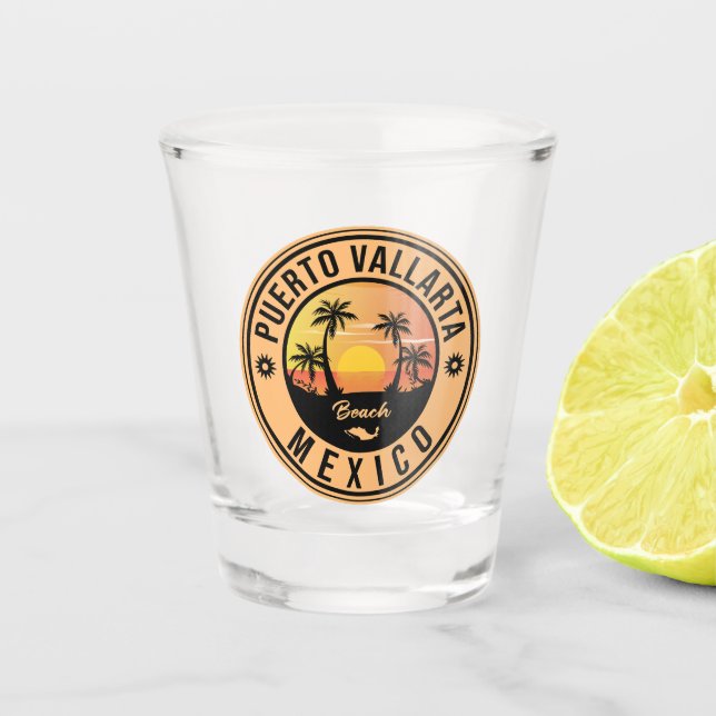 Puerto Vallarta Mexico beach. Mexican Playa Shot Glass (Front)