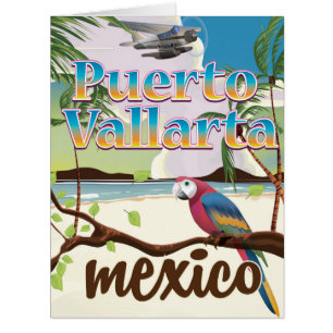 Puerto Vallarta Mexico beach travel poster Cards