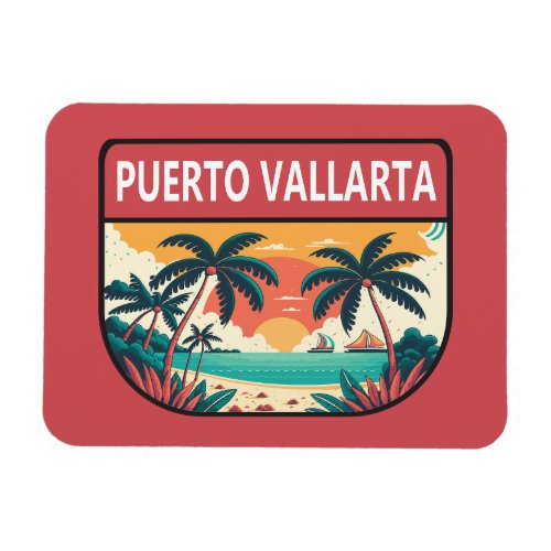 Puerto Vallarta Mexico Retro Emblem Magnet