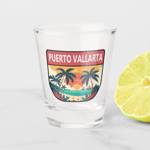Puerto Vallarta Mexico Retro Emblem Shot Glass