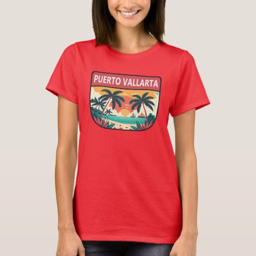 Puerto Vallarta Mexico Retro Emblem T_Shirt