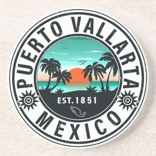 Puerto Vallarta Mexico Retro Sunset Souvenirs 60s Coaster