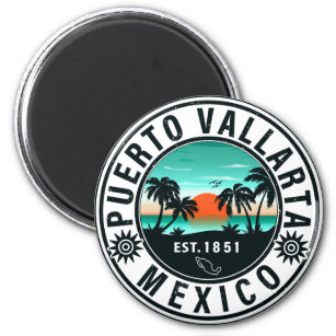 Puerto Vallarta Mexico Retro Sunset Souvenirs 60s Magnet