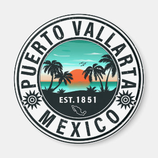 Puerto Vallarta Mexico Retro Sunset Souvenirs 60s Magnet