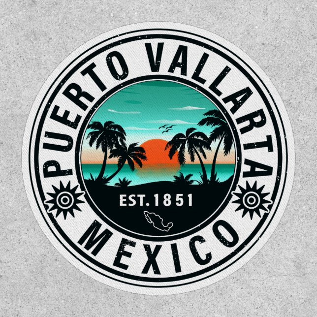 Puerto Vallarta Mexico Retro Sunset Souvenirs 60s Patch (Front)