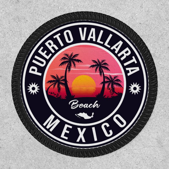 Puerto Vallarta Mexico Retro Sunset Souvenirs 60s Patch (Front)