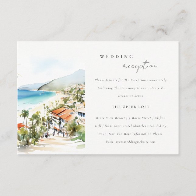 Puerto Vallarta Mexico Scape Wedding Reception Enclosure Card (Front)