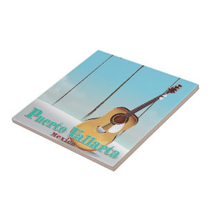 Puerto Vallarta Mexico travel poster Ceramic Tile