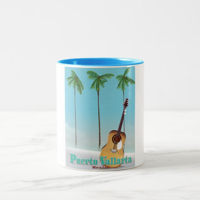 Puerto Vallarta Mexico travel poster Two-Tone Coffee Mug (Center)