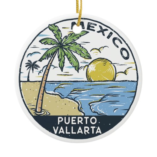 Puerto Vallarta Mexico Vintage Ceramic Ornament