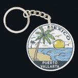 Puerto Vallarta Mexico Vintage Keychain<br><div class="desc">Puerto Vallarta vector art design. It is a Mexican beach resort city situated on the Pacific Ocean's Bahía de Banderas in the Mexican state of Jalisco.</div>