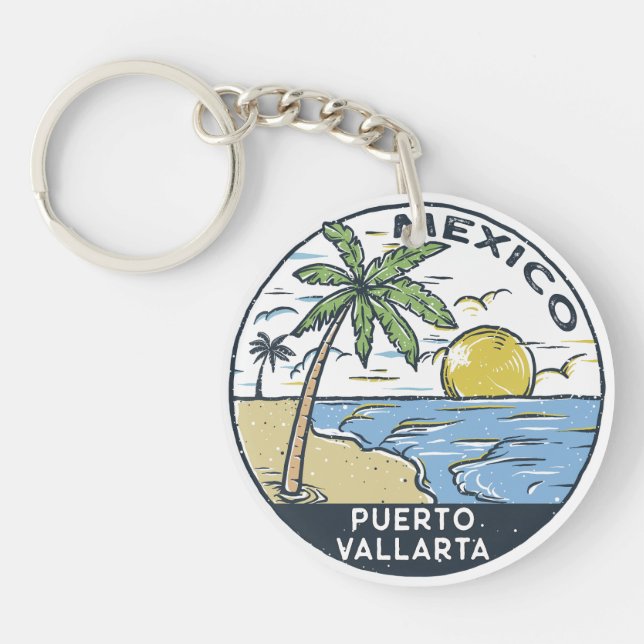 Puerto Vallarta Mexico Vintage Keychain (Front)
