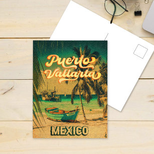 Puerto Vallarta Mexico Vintage Souvenirs 60s Postcard