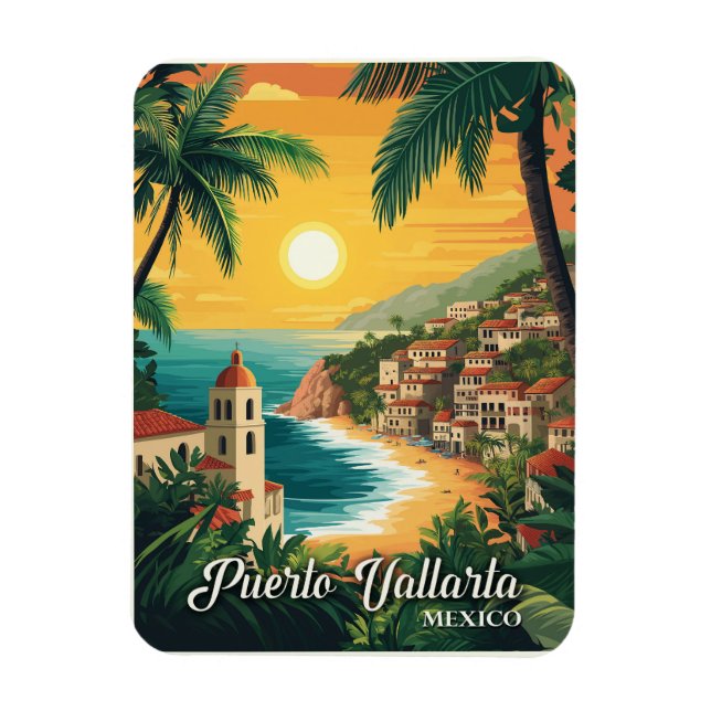 Puerto Vallarta Mexico Vintage Travel  Magnet (Vertical)