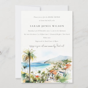 Puerto Vallarta Mexico Watercolor Bridal Shower Invitation