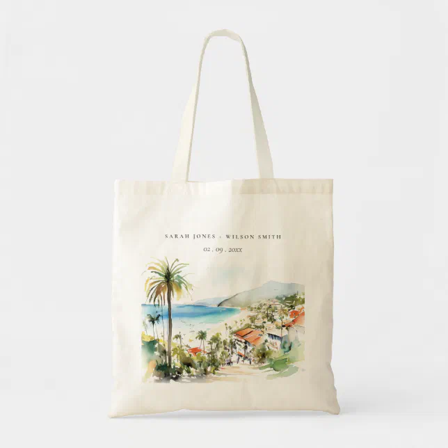 Puerto Vallarta Mexico Watercolor scape Wedding Tote Bag | Zazzle
