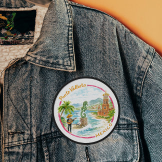 Puerto Vallarta Mexico Watercolor Travel Badge