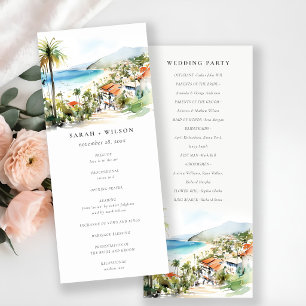 Puerto Vallarta Mexico Watercolor Wedding Program