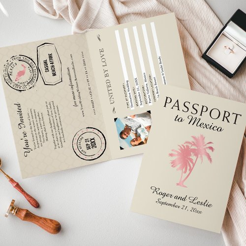 Puerto Vallarta Mexico Wedding Passport Invitation