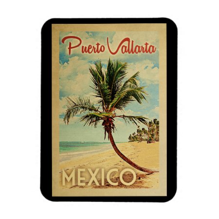 Puerto Vallarta Palm Tree Vintage Travel Magnet