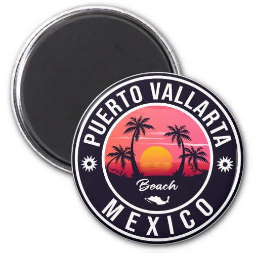 Puerto Vallarta Palm Tree Vintage Travel Souvenir Magnet