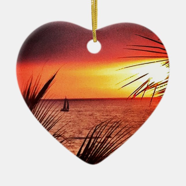 Puerto Vallarta Sunset Ceramic Ornament (Front)