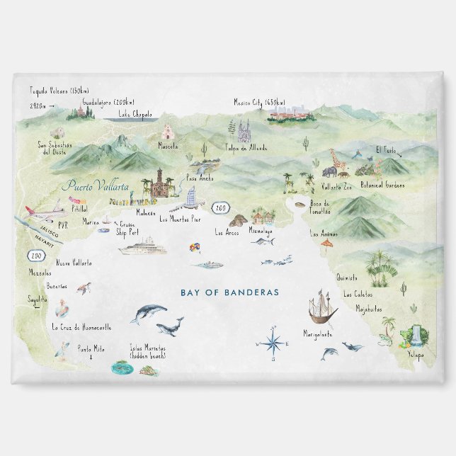 Puerto Vallarta | Watercolor Travel Magnet (Front)