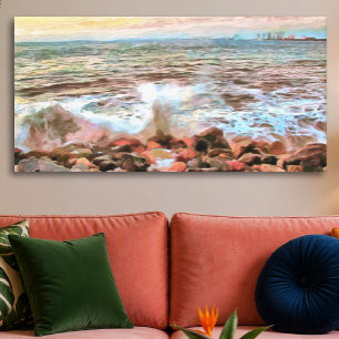 Puerto Vallarta Waves Ocean Seascape 0742 Art Canvas Print