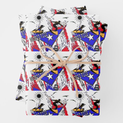puertorican flag wrapping paper sheets