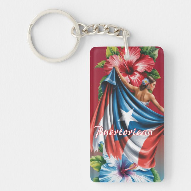 Puertorico Girly Island Hibiscus  Keychain (Front)