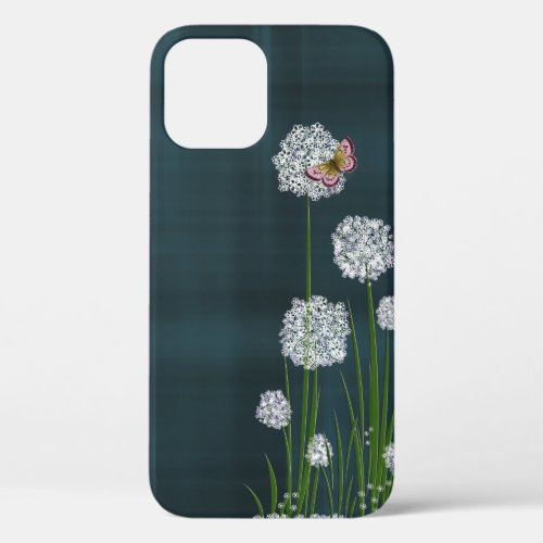 Puff Flowers on Plaid iPhone 12 Pro Case