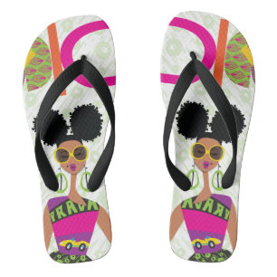Puff Girl Colorful Flip Flops