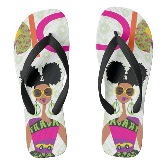 Puff Girl Colorful Flip Flops (Footbed)