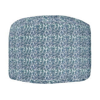 Puff hogar azul hojas estampado otoño pouf