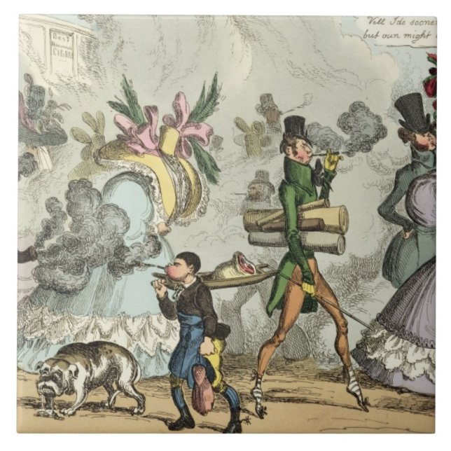 Puff, Puff, It is an Age of Puffing, Puff, Puff, P Ceramic Tile (Front)