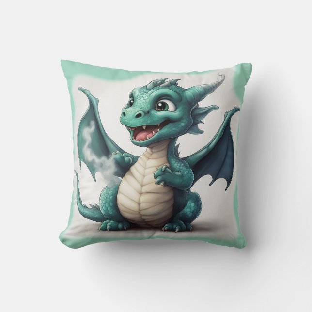 Puff The Little Magic Dragon Throw Pillow (Front)